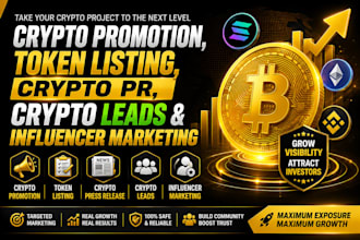 do crypto promotion token listing crypto PR crypto leads influencer marketing