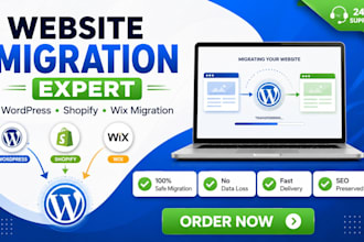 migrate wordpress website or shopify migration  or wix to wordpress
