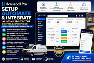 set up automate, integrate housecall pro for service