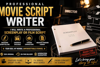 write a professional movie script, screenplay, or film screen script
