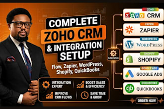setup zoho CRM flow zapier wordpress google ads shopify quickbooks integration