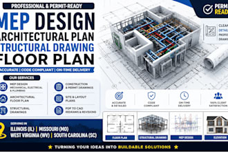 mep design architectural plan structural drawing floor plan in illinois mo wv sc