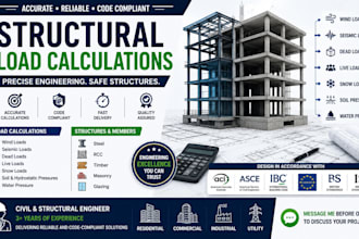 wind load and seismic load calculations and structural analysis