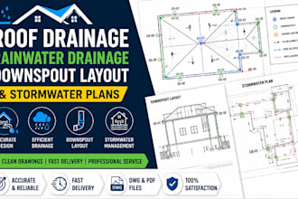 design roof drainage, rainwater drainage, downspout layout, stormwater plans