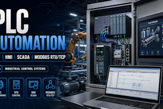program plc automation, vfd modbus rtu tcp hmi scada, industrial control system