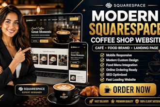design modern coffee shop cafe  food brand landing page squarespace website