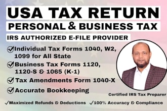 prepare and file US tax returns 1040, 1040nr, 1120, 1065, 5472