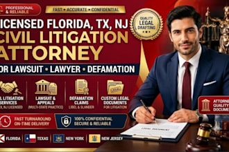 licensed florida tx nj civil litigation attorney for lawsuit lawyer defamation