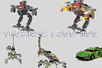 design custom technic lego moc in bricklink studio and pdf xml part list