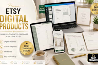 create etsy digital products planners and canva templates