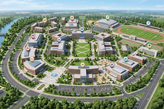 create custom campus map, facility map university map and school navigation map
