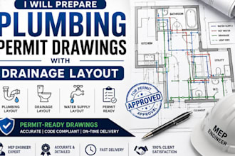 prepare plumbing permit drawings with drainage layout