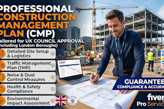 create a professional construction management plan for UK council approval