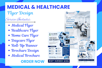 design medical, healthcare, day and home care flyer, roll up banner design