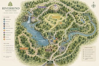 design professional visitor, wayfinding and park maps for attractions