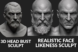 sculpt realistic 3d head bust, memorial statue executive tribute for 3d printing