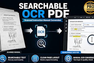 convert your scanned instruction manual into a searchable ocr PDF