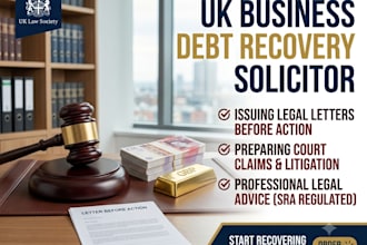 issue a business debt recovery letter before action and conduct litigation