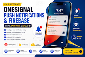 fix issues integrate onesignal push notifications, firebase into android ios app
