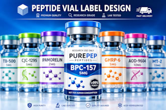design peptide label, peptide vial label, supplement and product label design