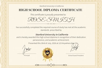 design high school, university duplicate, college certificate and transcript