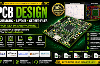 create pcb layout, circuit schematic and manufacturing files