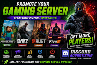 promote your discord server, fivem server promotion, minecraft, rust, discord