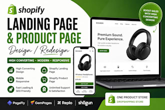 design or redesign shopify landing page and product page,shopify website,store