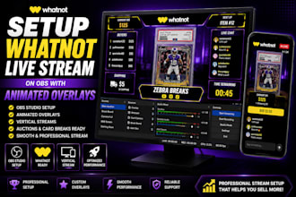 setup whatnot live stream on obs with animated overlays