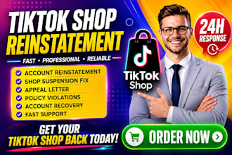 reinstate tiktok shop, fix suspension, remove violations and write appeal letter