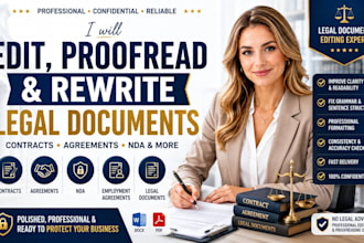 edit proofread and rewrite legal contracts agreements nda and legal documents