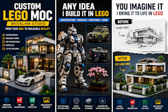 design custom lego moc for houses, vehicles and displays in bricklink studio