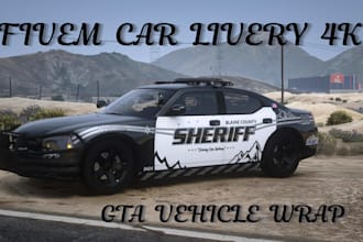 create custom fivem car livery, gta v vehicle wrap, ems and decals