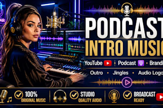 create podcast intro, outro music, podcast jingles, youtube intro audio branding