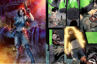 draw nsfw comic page, graphic novel, comic illustration, character design