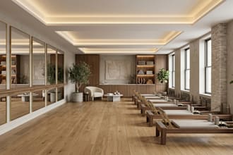 create 3d pilate studio interior