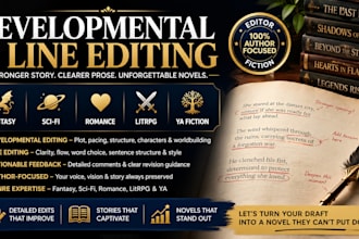 developmental edit and line edit your fantasy, sci fi, romance, litrpg, ya novel