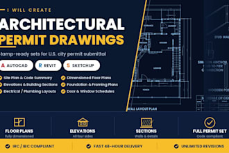 draw adu, deck and porch permit plans in autocad and revit
