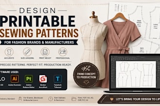 design printable sewing patterns for fashion brands and manufacturers