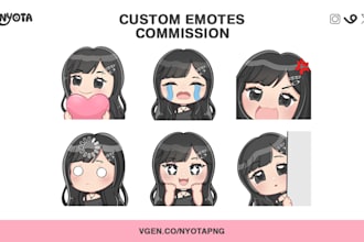 draw custom cute chibi emotes for twitch, youtube, discord