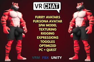 create custom furry vrchat avatar sfw fursona vtuber vrm 3d model with fbt