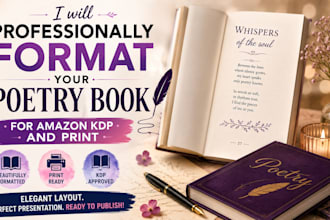 professionally format your poetry book for amazon KDP and print
