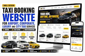 design taxi booking website for airport corporate, and city taxi service website