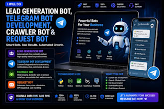 do lead generation bot, telegram bot, development, request bot, crawler bot