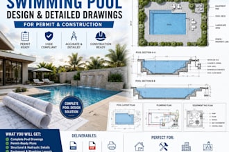 design and detailed swimming pool for permit and construction