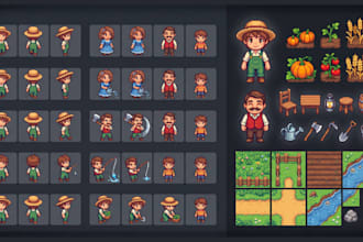 create top down rpg maker mz animated sprite sheet and fantasy PC sprites