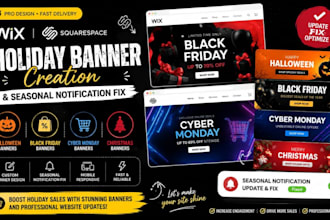 wix squarespace holiday seasonal christmas halloween cyber monday banner design