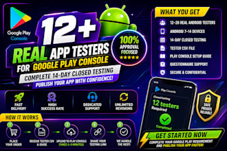 provide 12 testers for google play closed testing