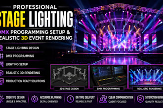 design stage lighting dmx programming setup and realistic 3d event rendering