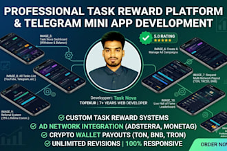 create a telegram mini app and task website with crypto payout